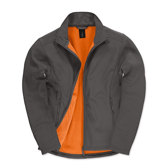 Kurtka Meska Klasyczna Softshell Dwuwarstwowa BCJUI62 - Dark Grey (Solid) & Neon Orange