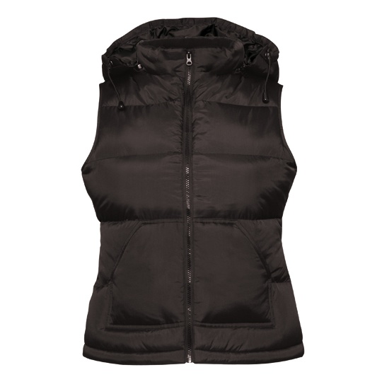Bezrekawnik Damski Taliowany Nylonowy z Kapturem BCJW935 - Black