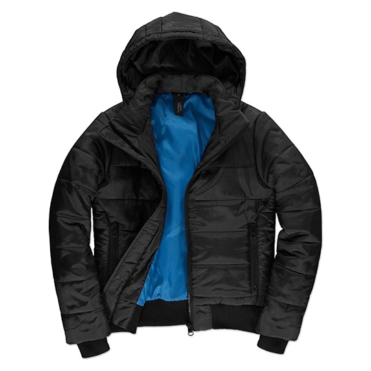 Damska Kurtka Puffer Bomber Wodoodporna Wiatroodporna BCJW941 - Black & Cobalt Blue