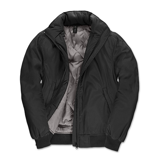 Damska Kurtka Bomber z kapturem BCJW962 - Black & Warm Grey