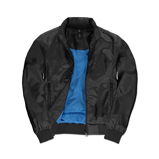 Kurtka Bomber Damska Oddychajaca Wodoodporna BCJW964 - Black & Cobalt Blue
