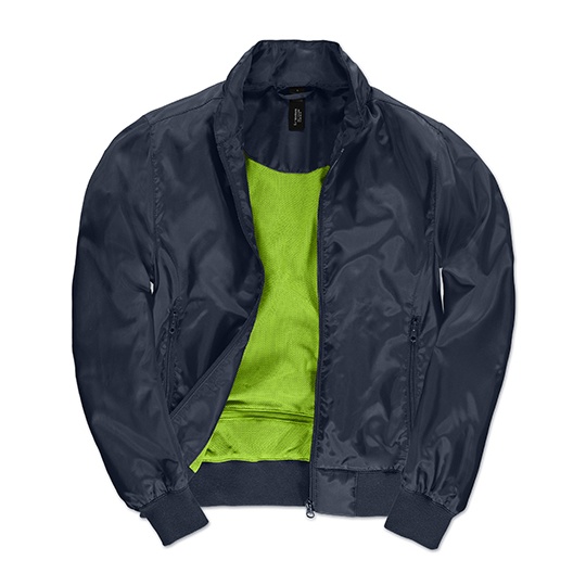 Kurtka Bomber Damska Oddychająca Wodoodporna BCJW964 - Navy & Neon Green