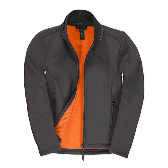 Kurtka Damska Slim Softshell Wodoodporna BCJWI63 - Dark Grey (Solid) & Neon Orange