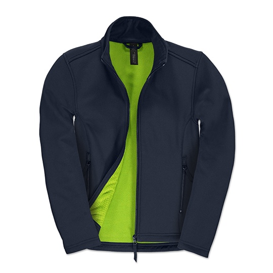 Kurtka Damska Slim Softshell Wodoodporna BCJWI63 - Navy & Neon Green