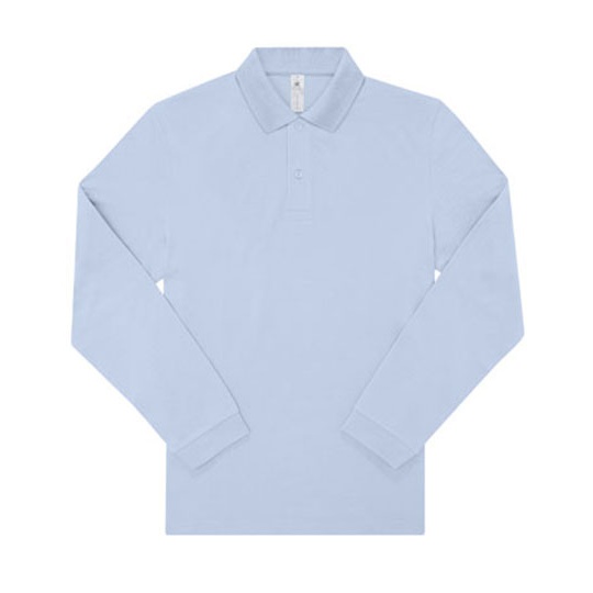 Koszulka Polo Męska Klasyczna Bawełniana Długi Rękaw BCPU425 - Blush Blue