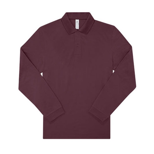 Koszulka Polo Meska Klasyczna Bawelniana Dlugi Rekaw BCPU425 - Burgundy
