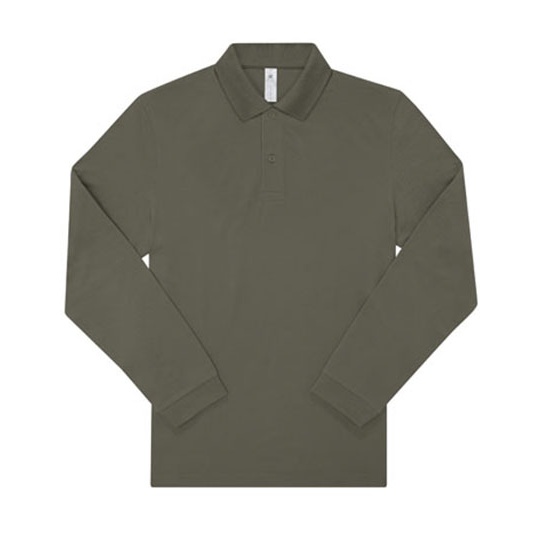 Koszulka Polo Meska Klasyczna Bawelniana Dlugi Rekaw BCPU425 - Camo Green
