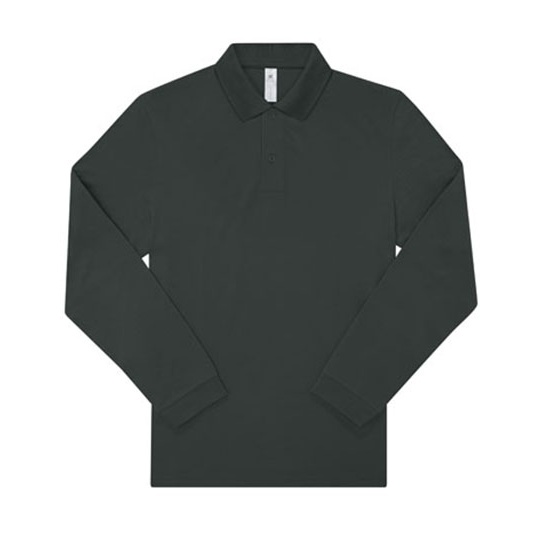 Koszulka Polo Meska Klasyczna Bawelniana Dlugi Rekaw BCPU425 - Dark Forest