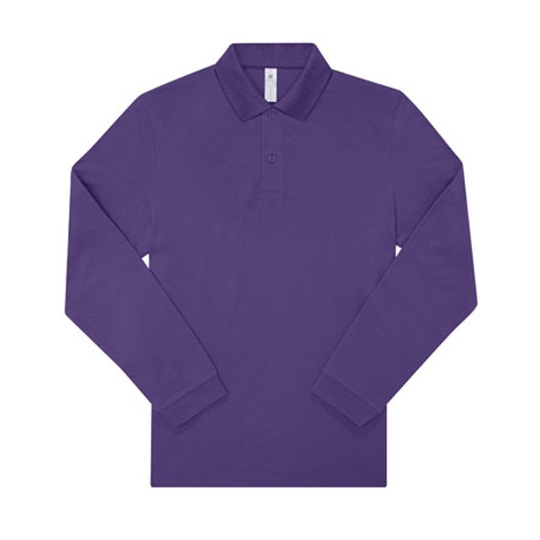 Koszulka Polo Meska Klasyczna Bawelniana Dlugi Rekaw BCPU425 - Meta Lilac