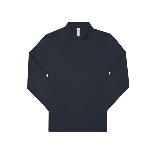 Koszulka Polo Meska Klasyczna Bawelniana Dlugi Rekaw BCPU425 - Navy