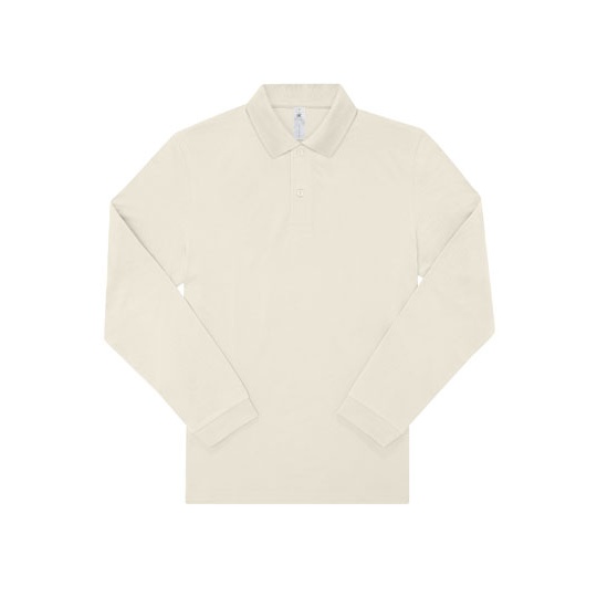 Koszulka Polo Meska Klasyczna Bawelniana Dlugi Rekaw BCPU425 - Off White