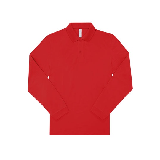 Koszulka Polo Meska Klasyczna Bawelniana Dlugi Rekaw BCPU425 - Red