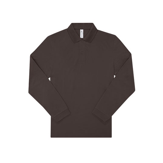 Koszulka polo męska z długim rękawem BCPU425 - Roasted Coffee