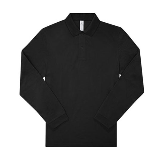 Koszulka Polo Meska Dlugi Rekaw Bawelniana Pika BCPU427 - Black