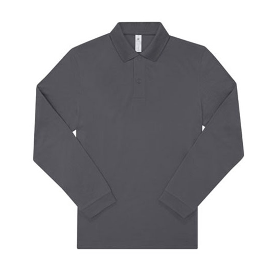 Koszulka Polo Męska Długi Rękaw Bawełniana Pika BCPU427 - Dark Grey (Solid)