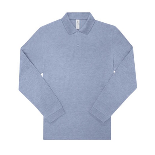 Koszulka polo męska z długim rękawem BCPU427 - Heather Blue