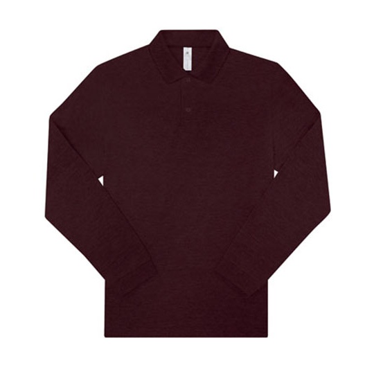Koszulka Polo Meska Dlugi Rekaw Bawelniana Pika BCPU427 - Heather Burgundy