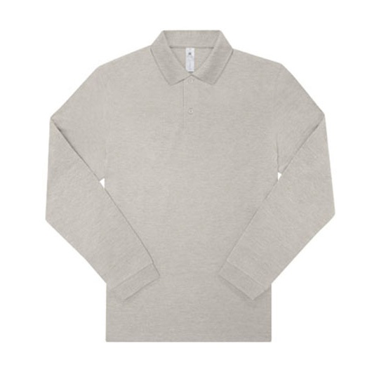 Koszulka Polo Męska Długi Rękaw Bawełniana Pika BCPU427 - Heather Grey Fog