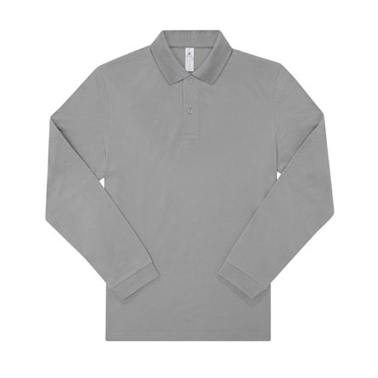 Koszulka Polo Męska Długi Rękaw Bawełniana Pika BCPU427 - Sport Grey (Heather)