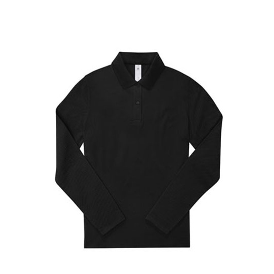 Koszulka Polo Damska Dlugi Rekaw Bawelniana Pika BCPW462 - Black