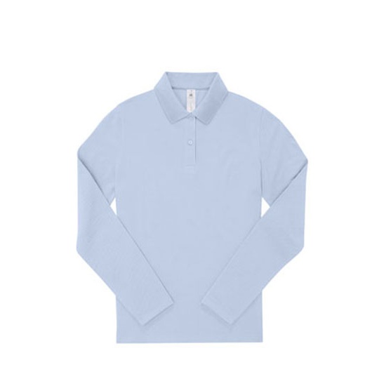 Koszulka Polo Damska Długi Rękaw Bawełniana Pika BCPW462 - Blush Blue
