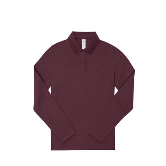 Koszulka Polo Damska Długi Rękaw Bawełniana Pika BCPW462 - Burgundy