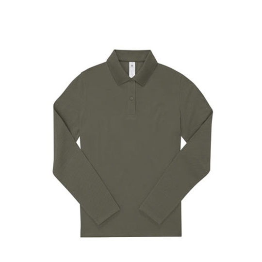 Koszulka Polo Damska Długi Rękaw Bawełniana Pika BCPW462 - Camo Green