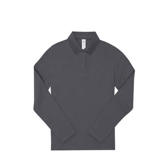 Koszulka Polo Damska Dlugi Rekaw Bawelniana Pika BCPW462 - Dark Grey (Solid)