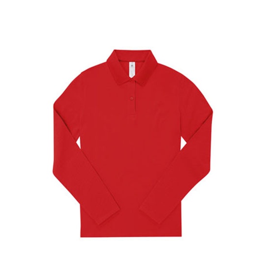 Koszulka Polo Damska Długi Rękaw Bawełniana Pika BCPW462 - Red