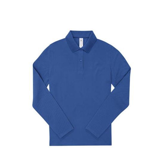 Koszulka Polo Damska Długi Rękaw Bawełniana Pika BCPW462 - Royal Blue