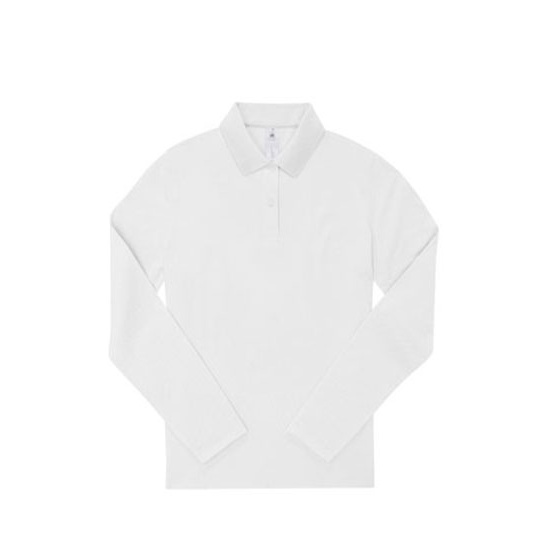 Damska koszulka polo z długim rękawem BCPW462 - White