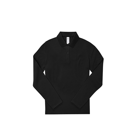 Koszulka Polo Damska Klasyczna Bawelna Pique BCPW464 - Black