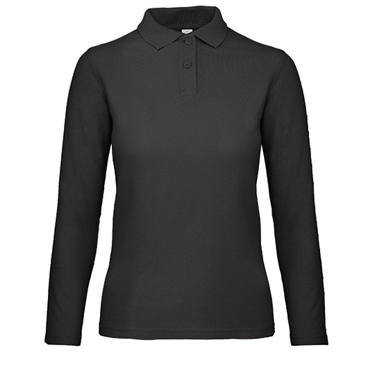 Koszulka Polo Damska Dlugi Rekaw Bawelna Pique Wstepnie Prana BCPWI13 - Black