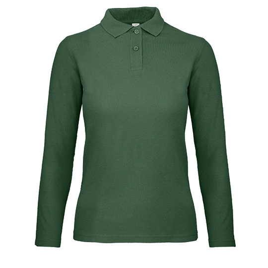 Koszulka Polo Damska Dlugi Rekaw Bawelna Pique Wstepnie Prana BCPWI13 - Bottle Green
