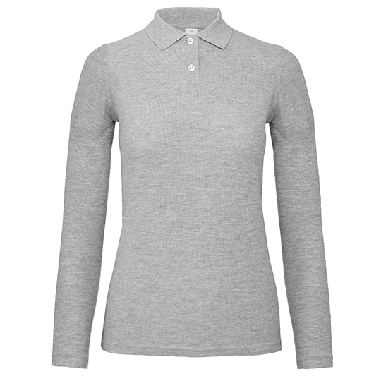 Damska koszulka polo z długim rękawem BCPWI13 - Heather Grey