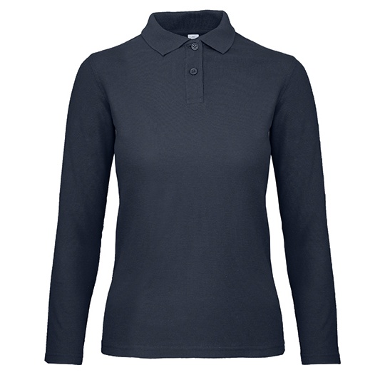 Koszulka Polo Damska Dlugi Rekaw Bawelna Pique Wstepnie Prana BCPWI13 - Navy