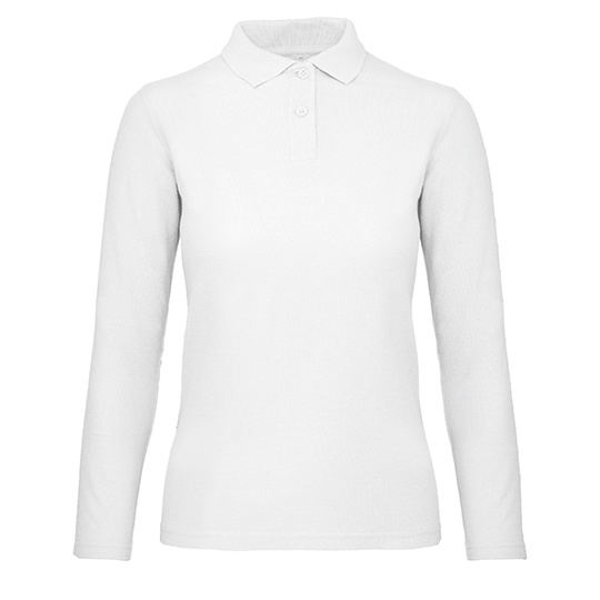 Koszulka Polo Damska Dlugi Rekaw Bawelna Pique Wstepnie Prana BCPWI13 - White