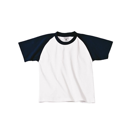 Koszulka Dziecieca Raglanowa Bawelniana BCTK350 - White & Navy