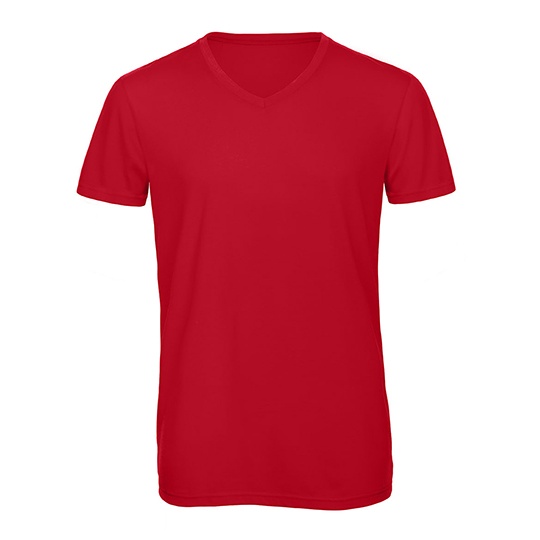 T-Shirt Meski Lekko Dopasowany Dekolt V Triblend Oddychajacy BCTM057 - Red