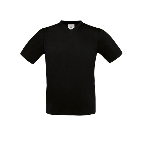 T-Shirt Klasyczny Bawelniany z Dekoltem V BCTU006 - Black