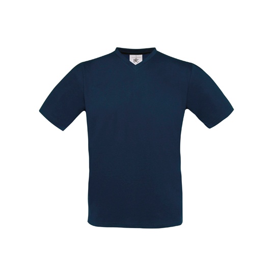 T-Shirt Klasyczny Bawelniany z Dekoltem V BCTU006 - Navy