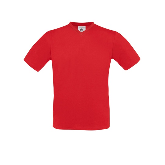 T-Shirt Klasyczny Bawełniany z Dekoltem V BCTU006 - Red