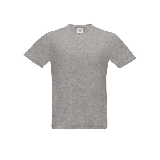 T-Shirt Klasyczny Bawełniany z Dekoltem V BCTU006 - Sport Grey (Heather)