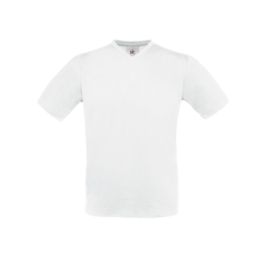 T-Shirt Klasyczny Bawelniany z Dekoltem V BCTU006 - White