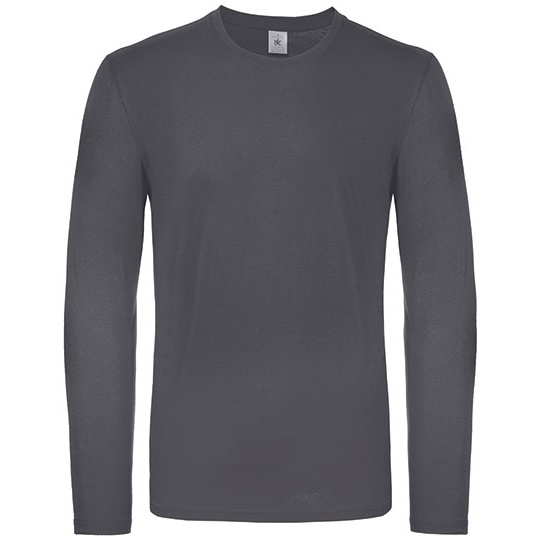 T-shirt Meski Dlugi Rekaw Klasyczny Bawelna Ring-Spun BCTU05T - Dark Grey (Solid)
