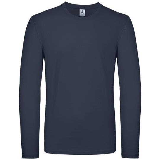 T-shirt Męski Długi Rękaw Klasyczny Bawełna Ring-Spun BCTU05T - Navy