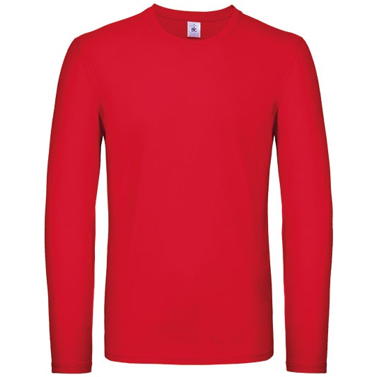 T-shirt Męski Długi Rękaw Klasyczny Bawełna Ring-Spun BCTU05T - Red