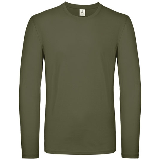 T-shirt Męski Długi Rękaw Klasyczny Bawełna Ring-Spun BCTU05T - Urban Khaki