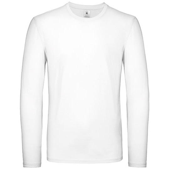 T-shirt Męski Długi Rękaw Klasyczny Bawełna Ring-Spun BCTU05T - White