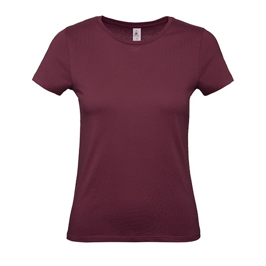 T-Shirt Damski Klasyczny Bawelniany BCTW02T - Burgundy